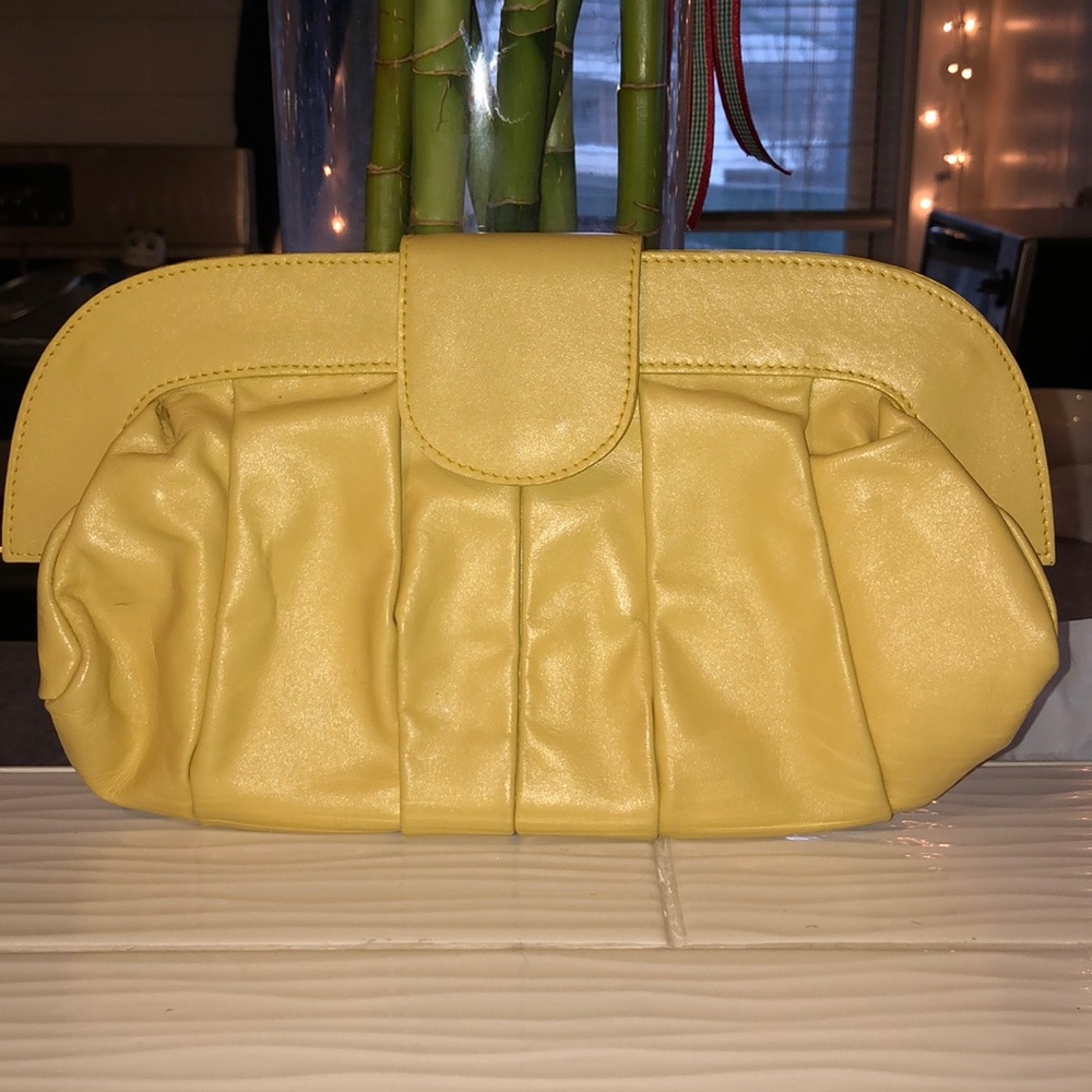 Vintage T Bags Los Angeles, yellow leather clutch